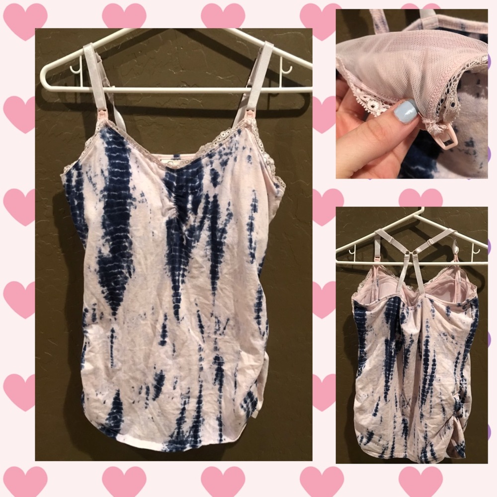 Jessica Simpson Pink Tie Dye Nursing Tank - Medium